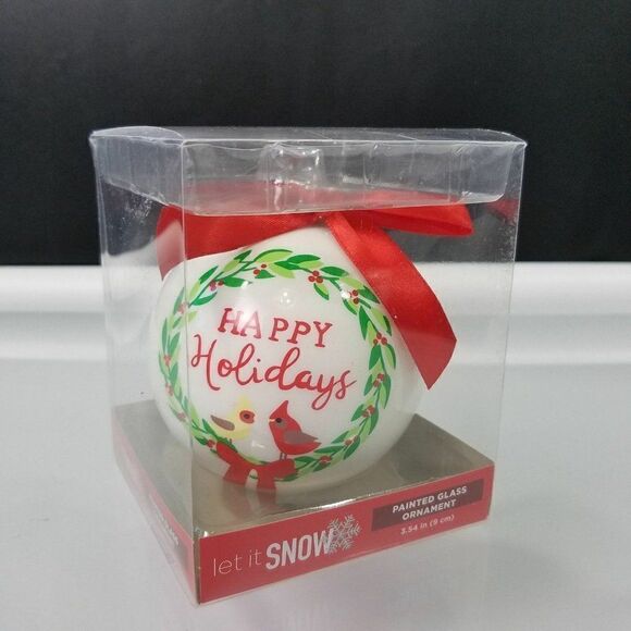 Happy Holidays Let It Snow Painted Glass Ornament - Picture 5 of 5